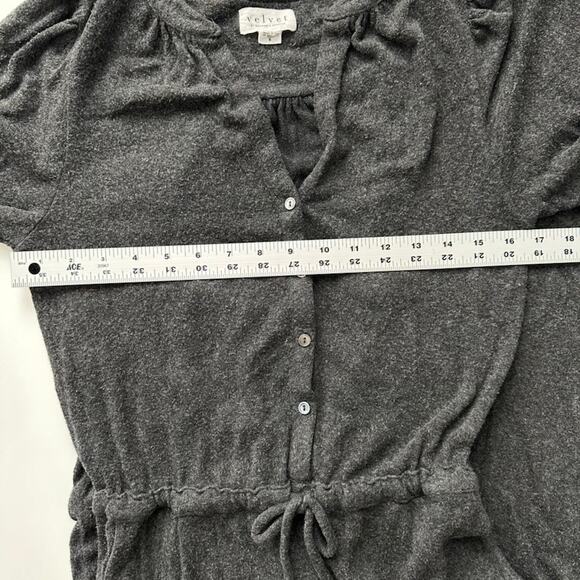 Velvet by Graham & Spencer Harper Cozy Soft Puff Sleeve Charcoal Jumpsuit S - Picture 7 of 11